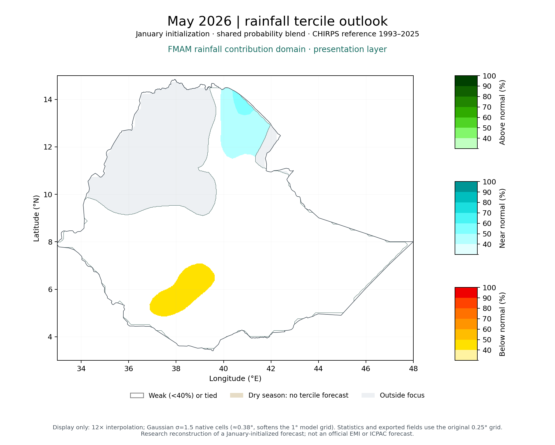 May 2026: tercile probability map